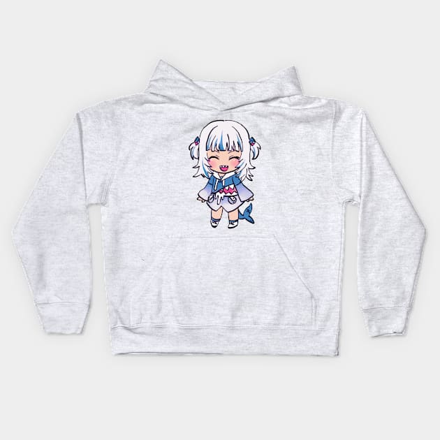 chibi happy shark girl Kids Hoodie by mudwizard